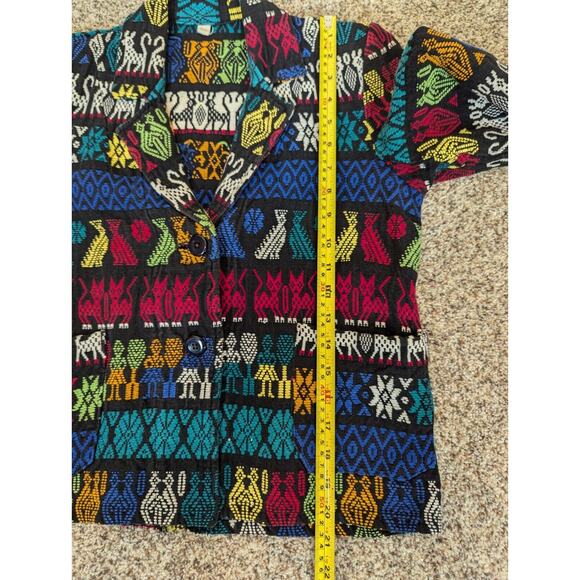 Vintage Artes Guatemattecas Jacket Womens Small/Medium Cropped Hand Woven Cats - Picture 6 of 7